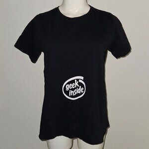 Think Geek Black Tee White Logo Geek Inside Maternity T-Shirt Size Medium Cotton